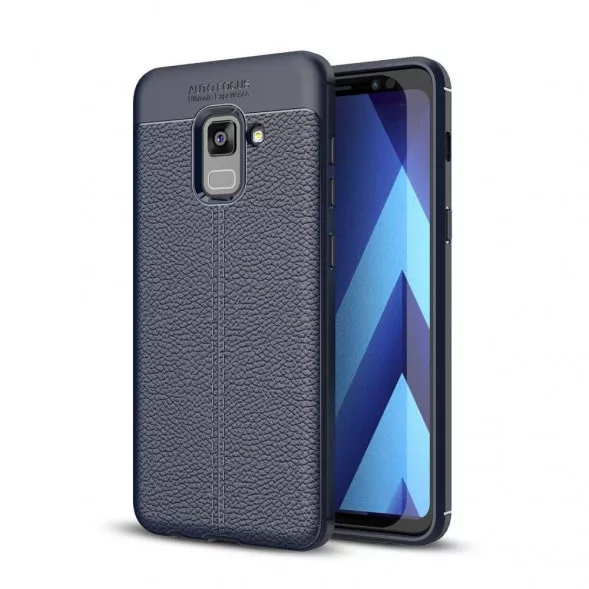 Чехол-накладка Litchi Grain для Samsung Galaxy A7 (2018), A8 Plus (2018) (синий)