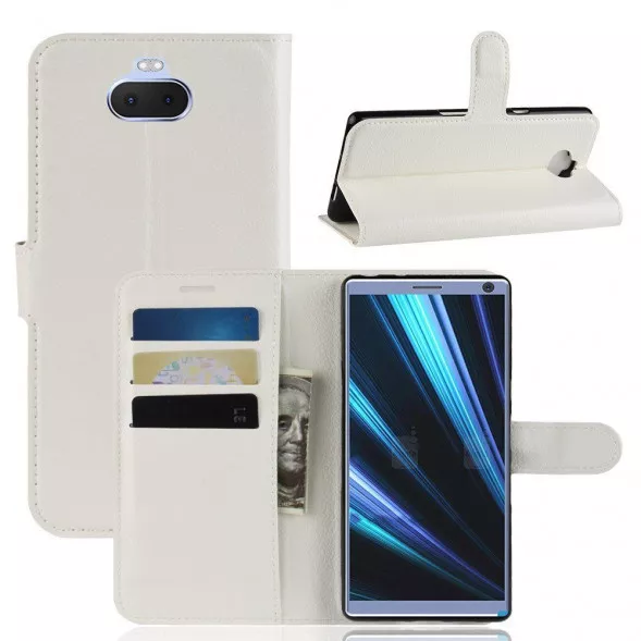 Чехол книжка с визитницей для Sony Xperia 10 Plus (белый)