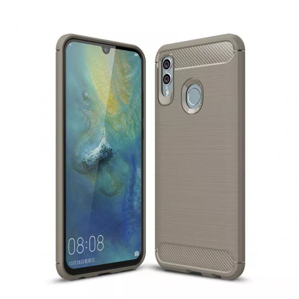 Чехол накладка Carbon Fibre для Huawei Honor 10 Lite, P Smart (серый)