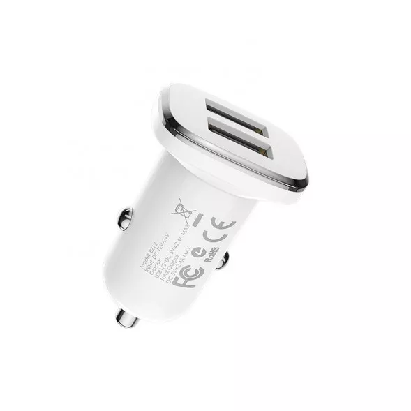 Автомобильное зарядное устройство Borofone BZ12 Lasting с двумя USB (белый)
