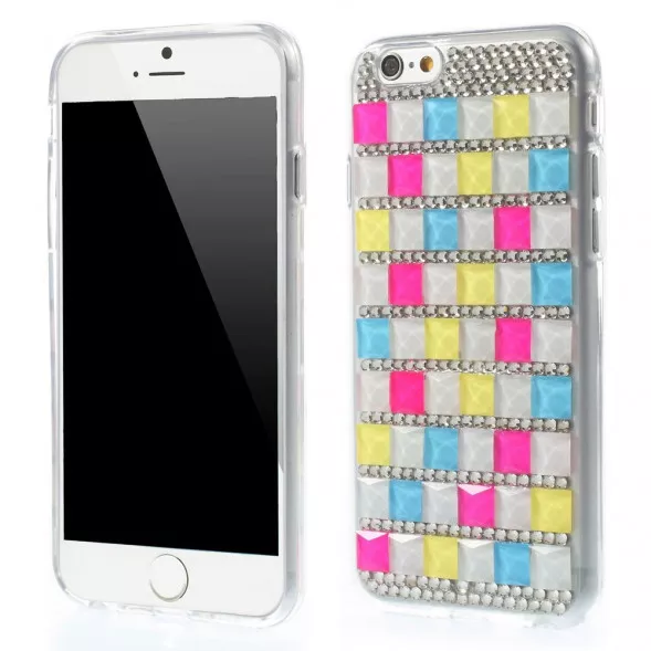 3D TPU Чехол накладка со стразами для iPhone 6, 6S (Белый)