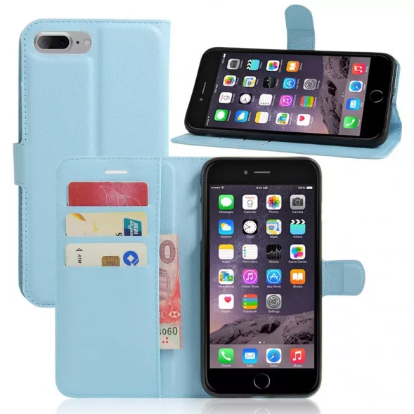 Чехол книжка с визитницей для iPhone 7 Plus (Голубой)